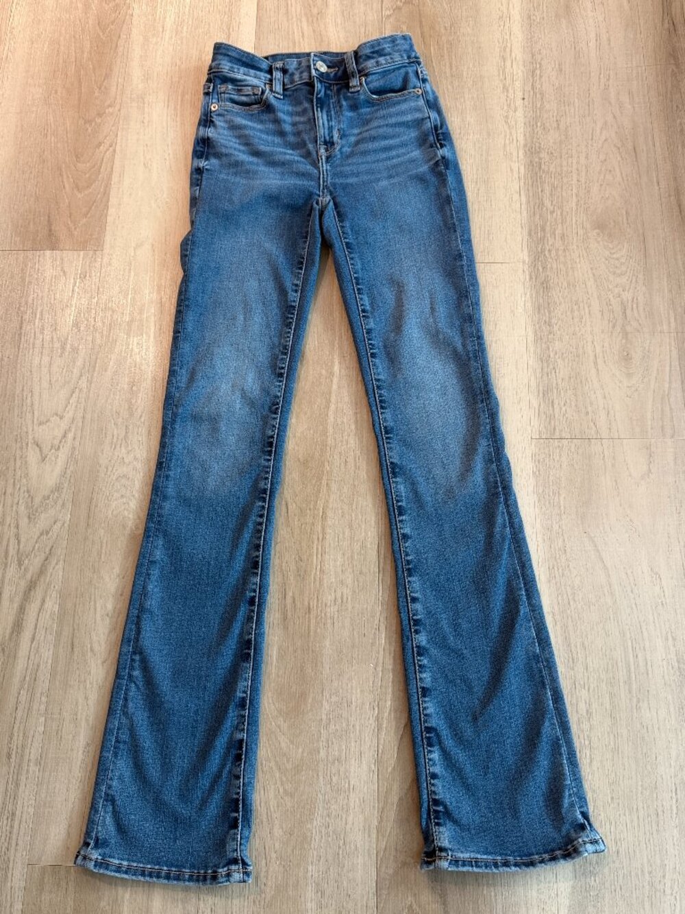 American Eagle High Rise Skinny Kick Jeans 000 30.5" inseam Next Level Flare Y2K